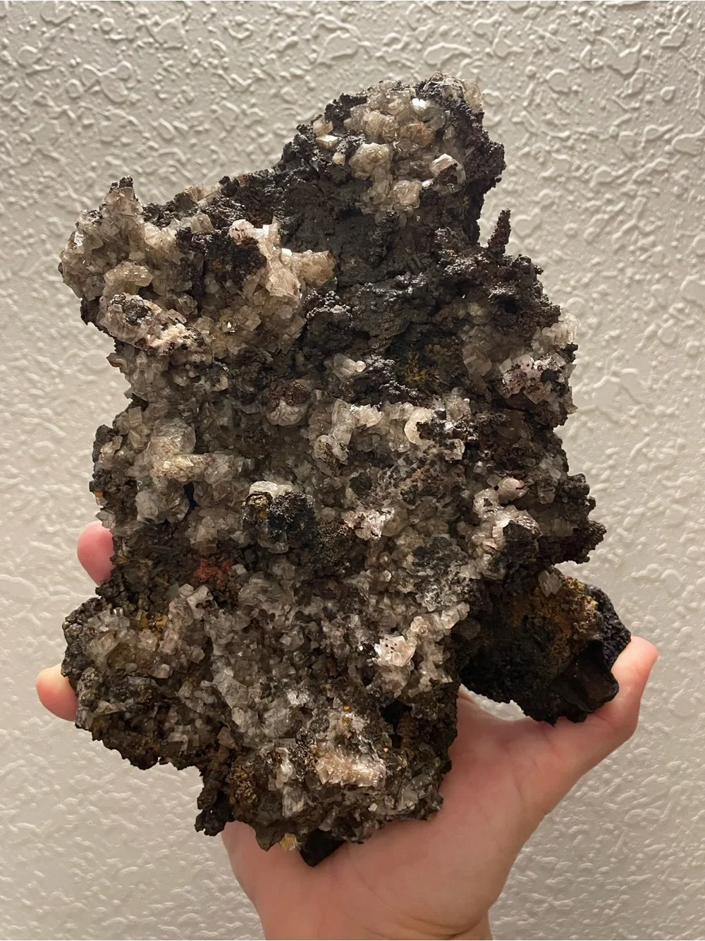 Massive crystal cluster. Goethite from Mexico. Comes with a stand.
